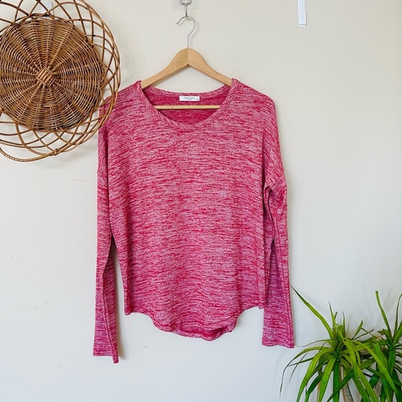 rag & bone Tops - Rag & Bone Red Marled Knit Long Sleeve Circle Hem Drapey Swing Top